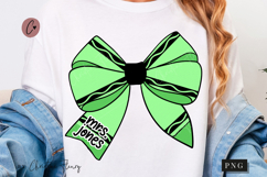 Green Crayon Coquette Bow PNG | Back To School PNG Product Image 1
