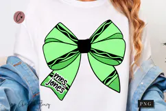 Green Crayon Coquette Bow PNG | Back To School PNG Product Image 1