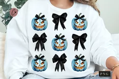 Blue Halloween Coquette Bows PNG | Halloween PNG Product Image 1
