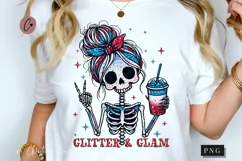 Glitter & Glam Skeleton Patriotic PNG | 4th Of July PNG Product Image 1