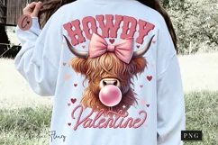 Highland Cow Howdy Valentine PNG, Valentines Day PNG Product Image 1