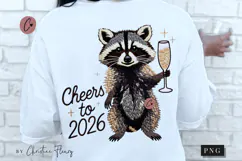 Cheers to 2026 Funny Raccoon PNG Product Image 1