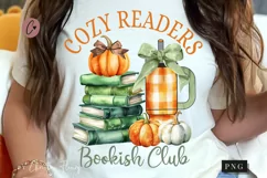 Cozy Readers Bookish Club PNG | Fall PNG Product Image 1