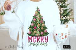 Faux Embroidery Merry Christmas Tree PNG Product Image 1