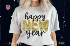 Faux Sequins Happy New Year PNG | New Years Sublimation Product Image 1