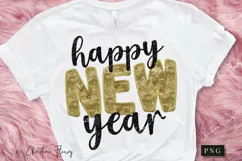 Faux Sequins Happy New Year PNG | New Years Sublimation Product Image 3