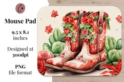 Western Christmas Boot Mouse Pad Sublimation Design PNG Product Image 2
