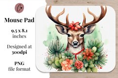 Western Christmas Deer Mouse Pad Sublimation Design PNG Product Image 2