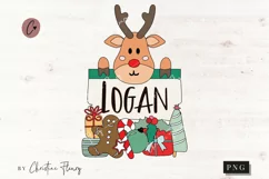 Reindeer Christmas Name Holder PNG | Christmas Sublimation Product Image 1