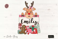 Reindeer Christmas Name Holder PNG | Christmas Sublimation Product Image 1