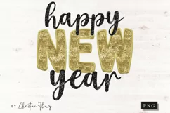 Faux Sequins Happy New Year PNG | New Years Sublimation Product Image 2