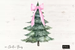Coquette Pink Christmas Tree PNG | Christmas PNG Product Image 1