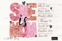 Faux Sequins She is Mom PNG | Christian PNG Product Image 4