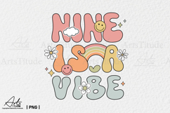 Groovy 9th Birthday PNG - Nine is a Vibe Retro Sublimation Product Image 1