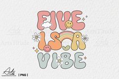 Groovy 5th Birthday PNG - Five is a Vibe Retro Sublimation Product Image 1