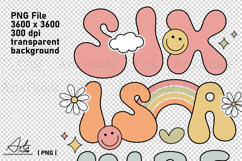 Groovy 6th Birthday PNG - Six is a Vibe Retro Sublimation Product Image 4