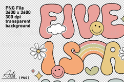 Groovy 5th Birthday PNG - Five is a Vibe Retro Sublimation Product Image 4