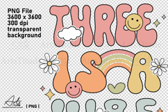 Groovy 3rd Birthday PNG - Three is a Vibe Retro Sublimation Product Image 4