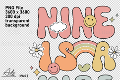 Groovy 9th Birthday PNG - Nine is a Vibe Retro Sublimation Product Image 4