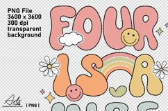 Groovy 4th Birthday PNG - Four is a Vibe Retro Sublimation Product Image 4