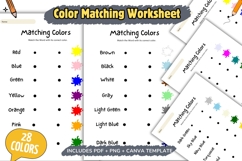 Color Matching Worksheet, Color Activities Worksheets Product Image 1