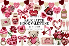 Faux Latch Hook Valentines Clipart Bundle - 59 Elements Product Image 1
