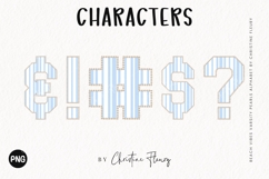 Light Blue Stripes Varsity Pearls Beach Vibes Alphabet PNG Product Image 4