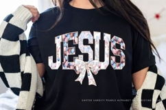 Coquette Varsity Easter Pearl Alphabet PNG Bundle Product Image 2