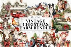 Vintage Christmas Farm Clipart | Christmas PNG Product Image 1