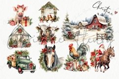 Vintage Christmas Farm Clipart | Christmas PNG Product Image 5