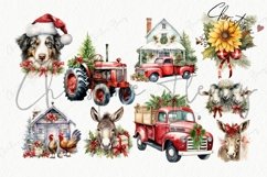 Vintage Christmas Farm Clipart | Christmas PNG Product Image 8