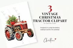 Vintage Christmas Tractors Clipart | Farm PNG Product Image 2
