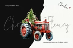 Vintage Christmas Tractors Clipart | Farm PNG Product Image 3