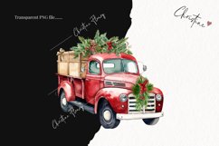 Vintage Red Christmas Truck Clipart | Christmas PNG Product Image 2