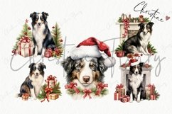 Vintage Festive Border Collies Clipart | Farm PNG Product Image 4