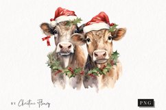 Vintage Festive Cows Clipart | Christmas PNG Product Image 1