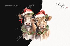 Vintage Festive Cows Clipart | Christmas PNG Product Image 2