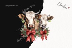 Vintage Festive Cows Clipart | Christmas PNG Product Image 2