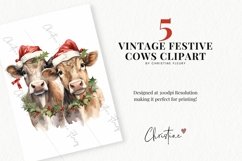 Vintage Festive Cows Clipart | Farm PNG Product Image 2