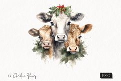 Vintage Festive Cows Clipart | Christmas PNG Product Image 1