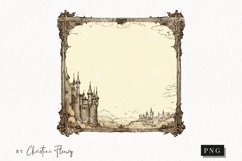 Vintage Goth Frame Scene Clipart | Halloween PNG Product Image 1