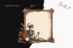 Vintage Goth Skeleton and Flower Frame Clipart | Halloween Product Image 2