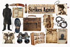 Vintage True Crime Detective Clipart | True Crime PNG Product Image 5