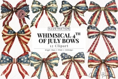 Whimsical 4th Of July Bows Clipart Bundle | 4th Of July PNG Product Image 1