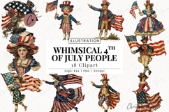 Whimsical 4th Of July People Clipart Bundle | 4th Of July PN Product Image 1