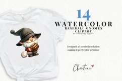 Watercolor Baseball Gnomes Clipart | Baseball PNG Product Image 2