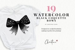 Watercolor Black Coquette Bows Clipart | Gothic PNG Product Image 2