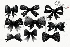 Watercolor Black Coquette Bows Clipart | Gothic PNG Product Image 4