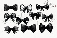Watercolor Black Coquette Bows Clipart | Gothic PNG Product Image 5