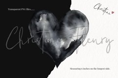 Watercolor Black Hearts Clipart | Valentine PNG Product Image 3